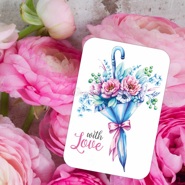 Mini-открытка "Цветочный зонтик. With love"